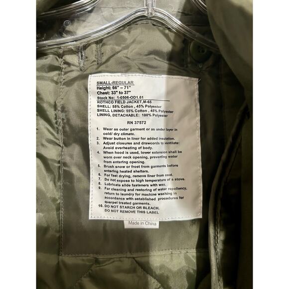 Rothco M65 2 In 1 Military Style Field Jacket Size Small-Regular Team Glock - Picture 4 of 5